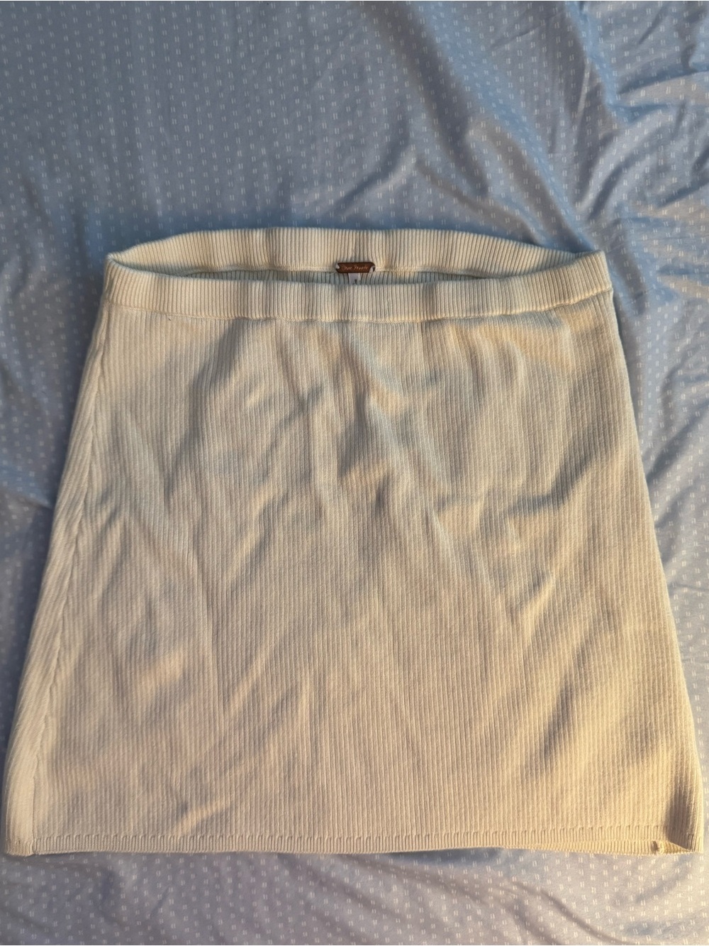 Free People Cream Ribbed Knit Mini Skirt